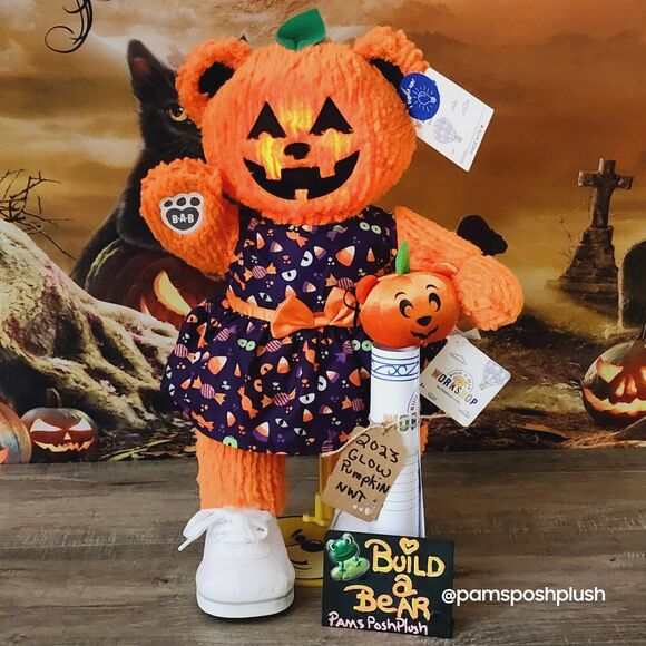 Build A Bear Pumpkin Glow Plush Jack O'Lantern Halloween 2023 Dress Clothes GIRL - Picture 8 of 16